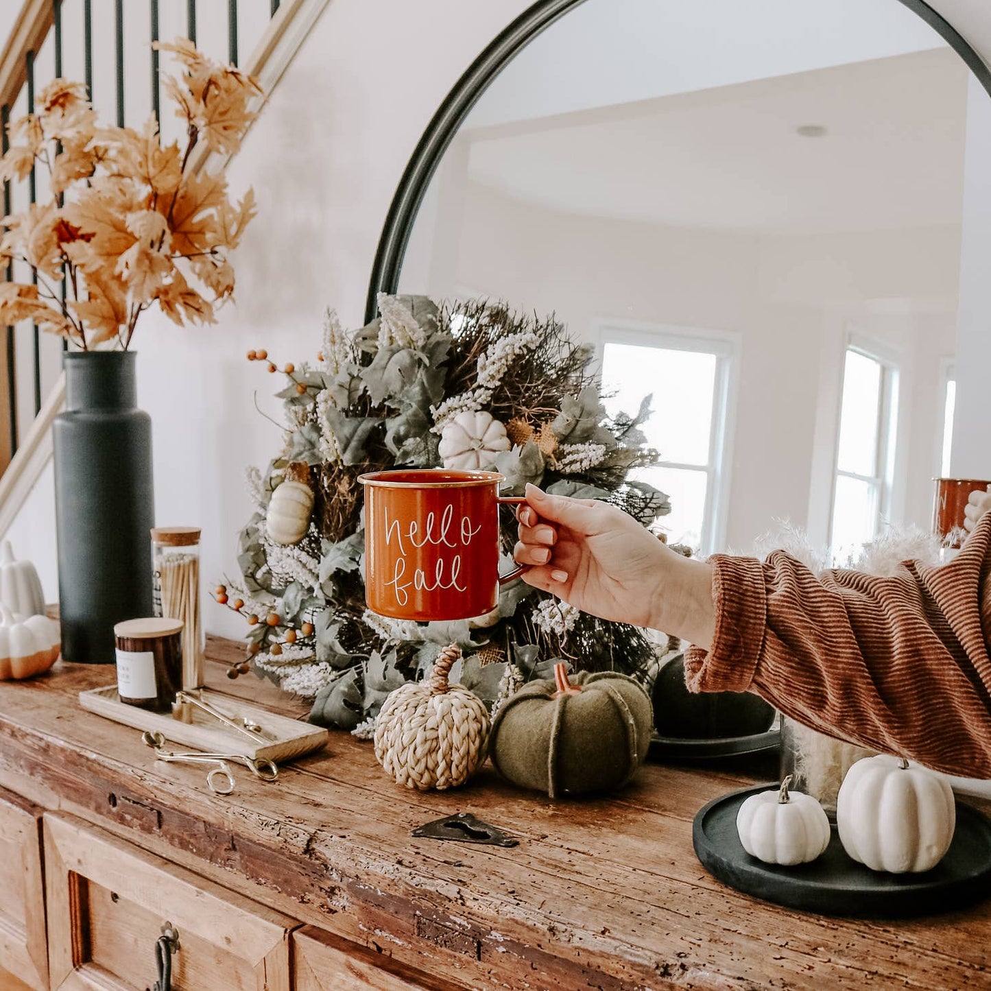 Hello Fall Metal Coffee Mug
