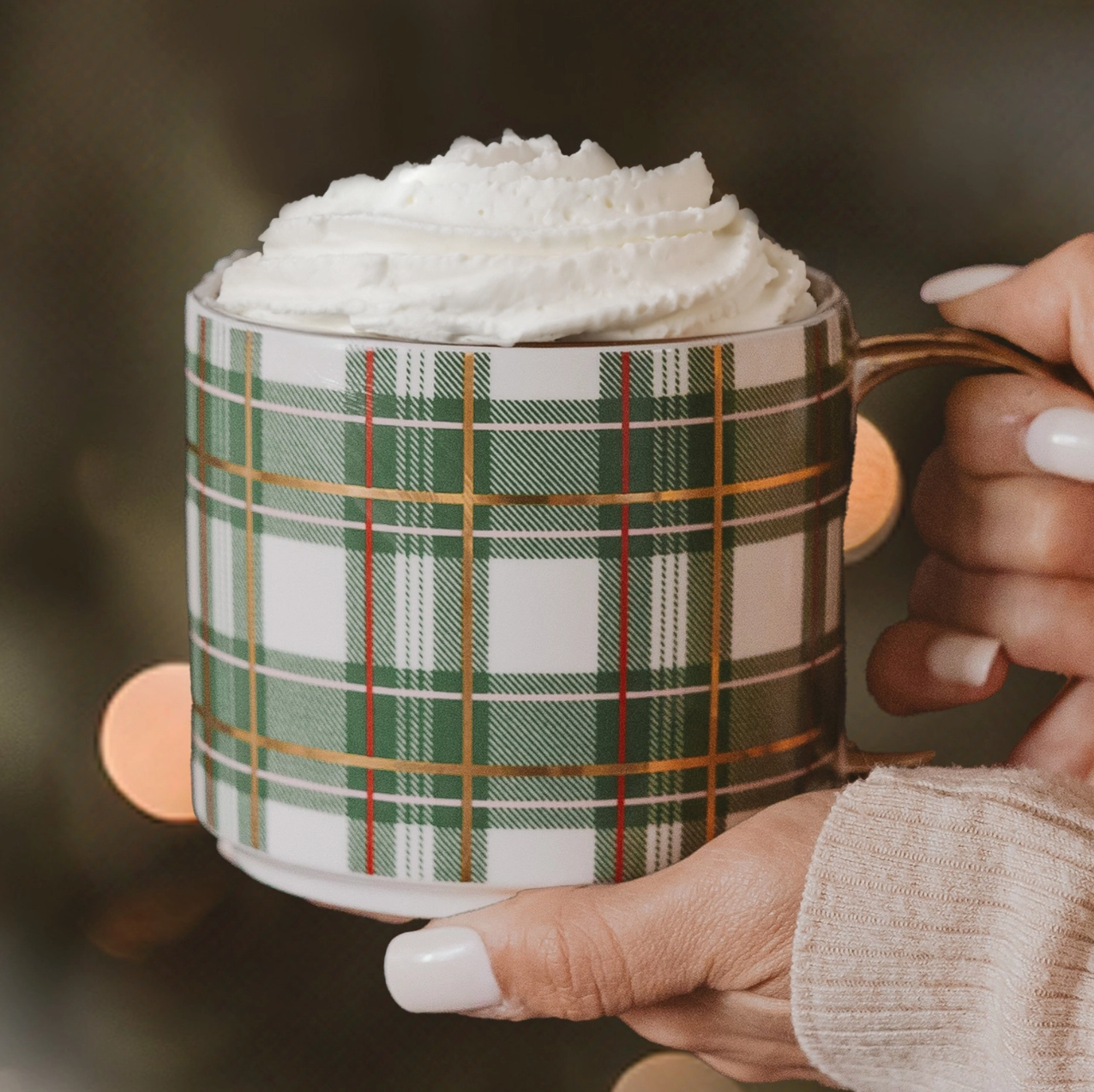 Green Plaid Christmas Coffee Mug
