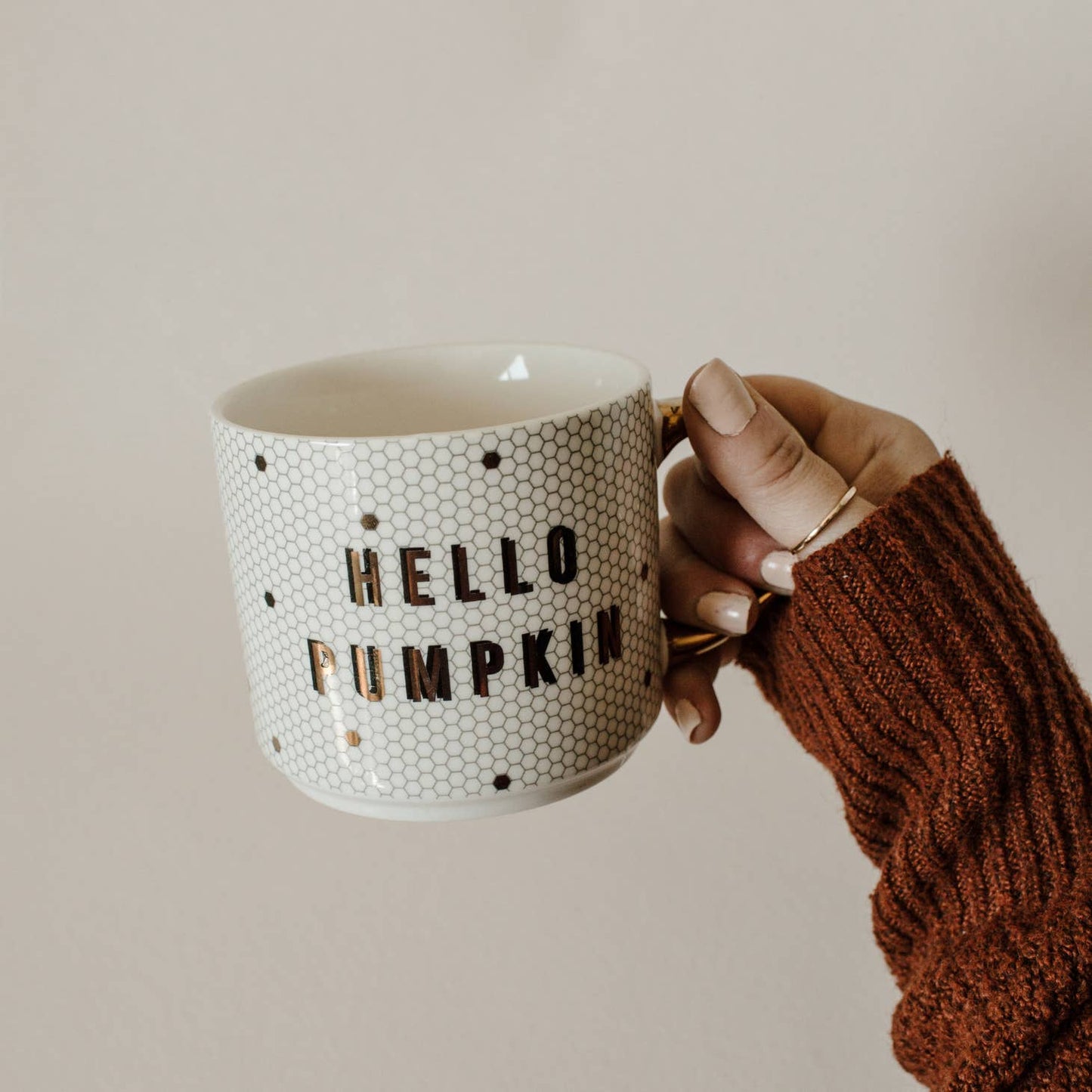Hello Pumpkin Gold Tile Mug