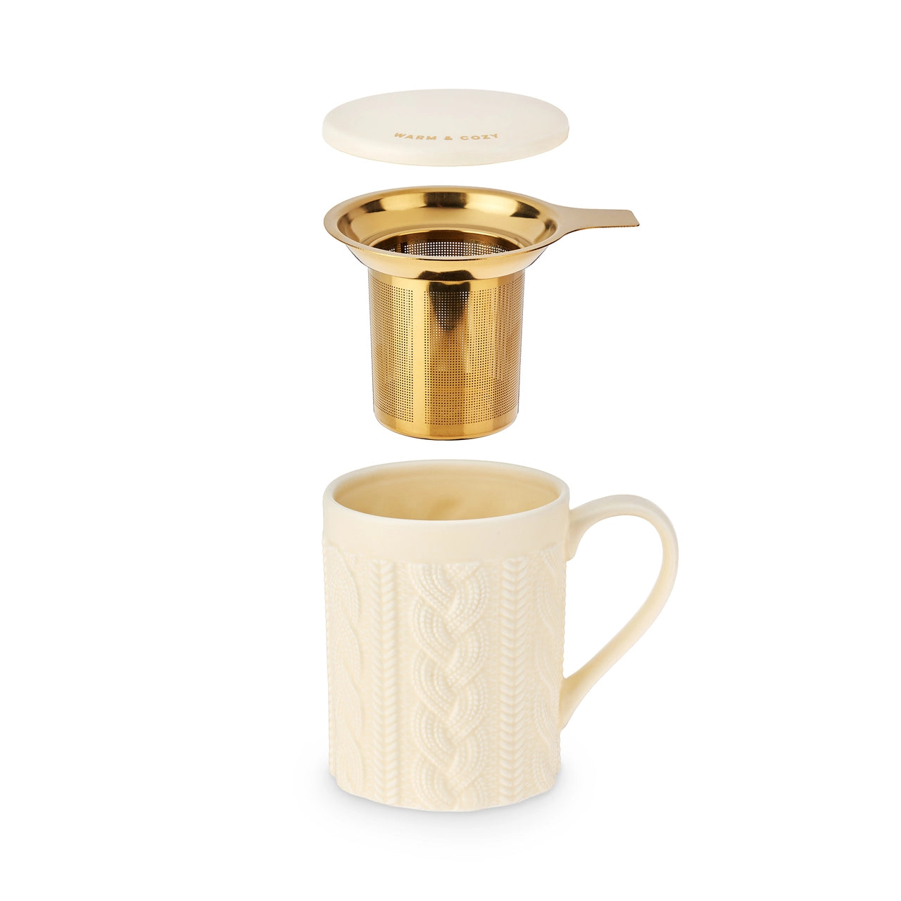 Anette Knit Ceramic Tea Mug + Infuser Set