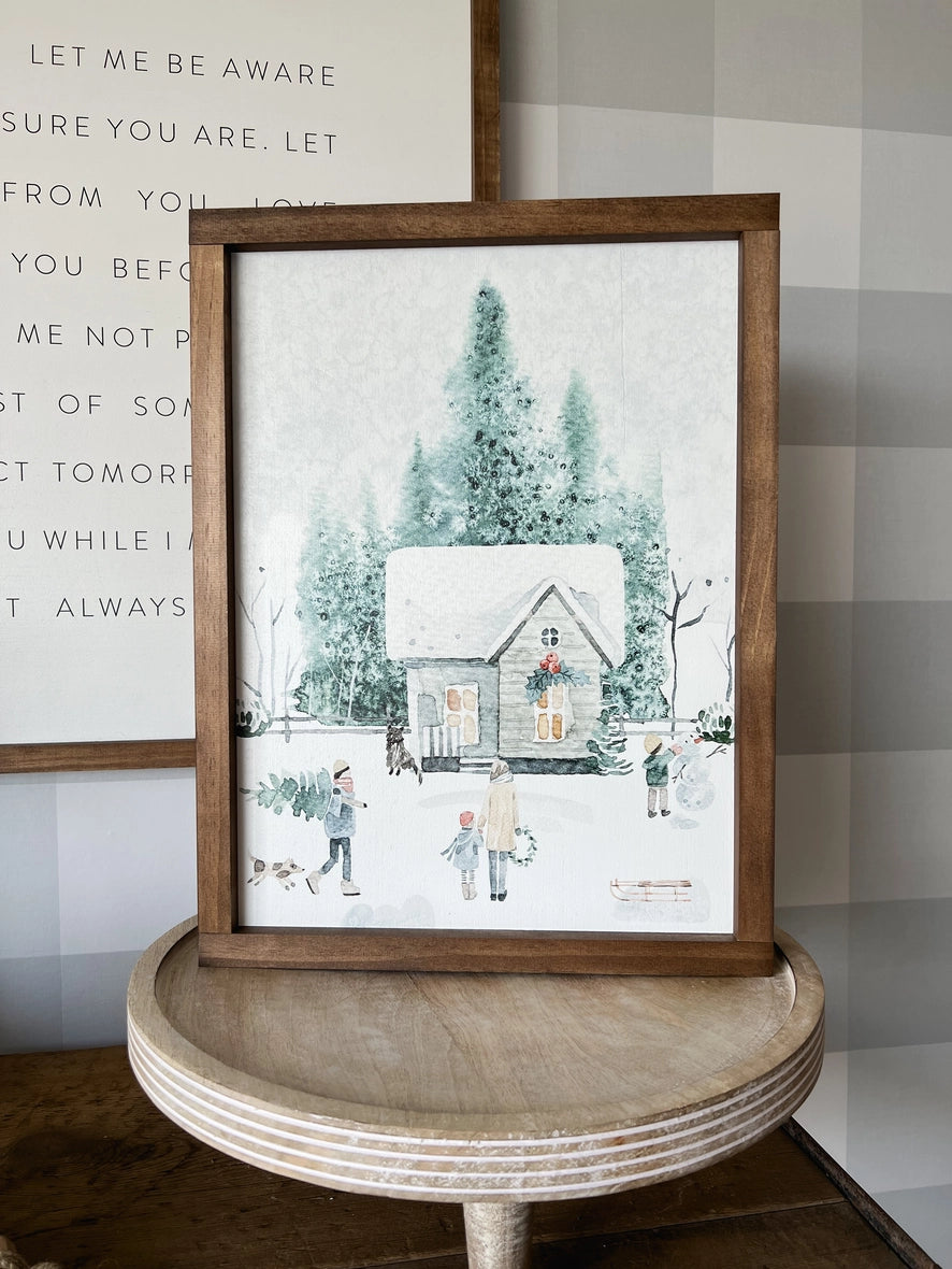 Winter Scene Wooden Sign