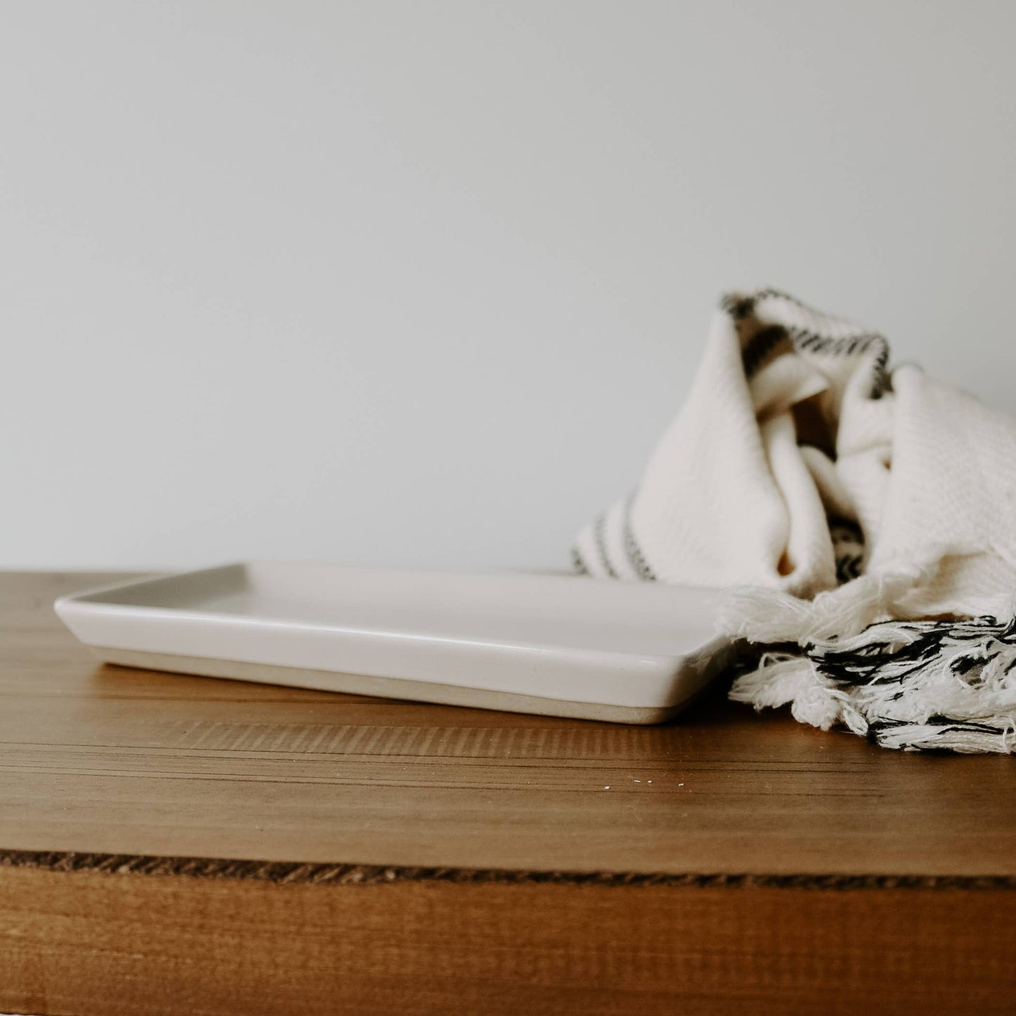 Cream Speckled Stoneware Tray