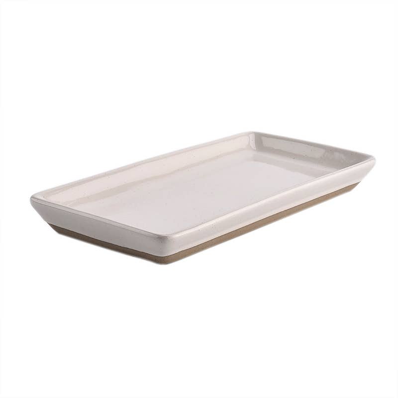 Cream Speckled Stoneware Tray
