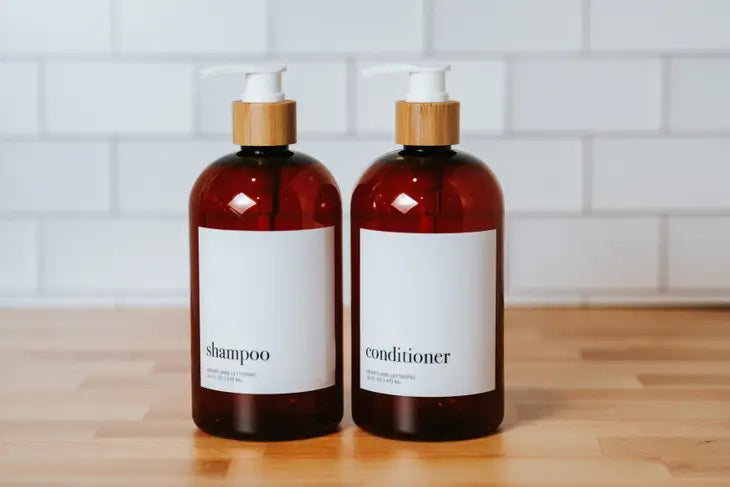 Bamboo Refillable Shampoo & Conditioner Bottle Set