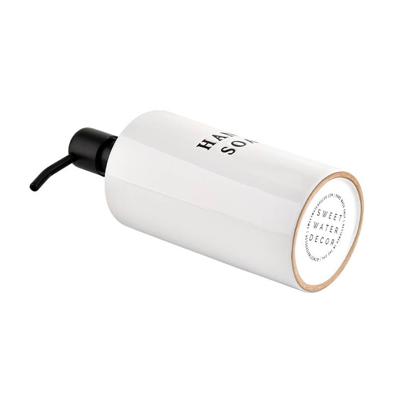 White Stoneware Hand Soap Dispenser