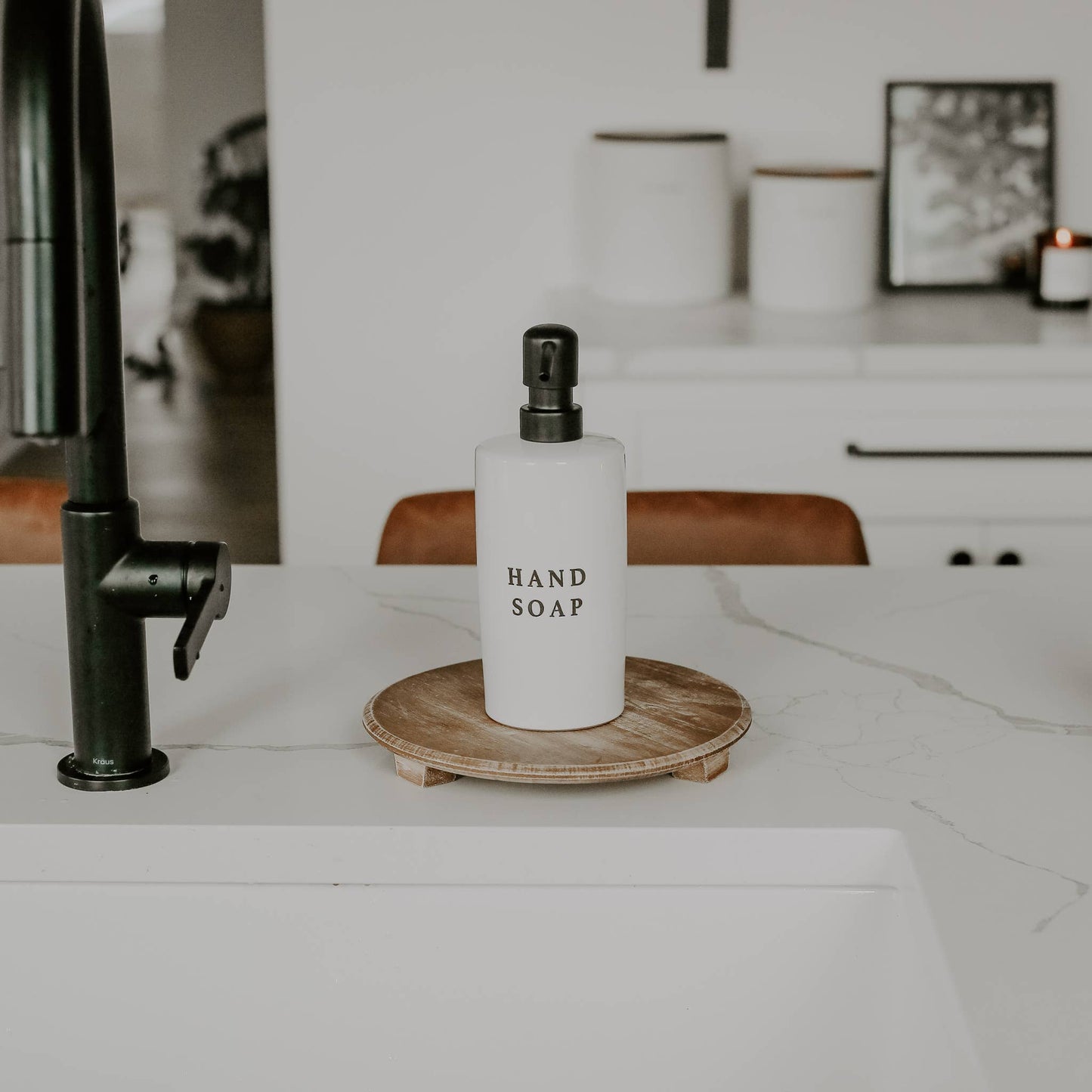 White Stoneware Hand Soap Dispenser