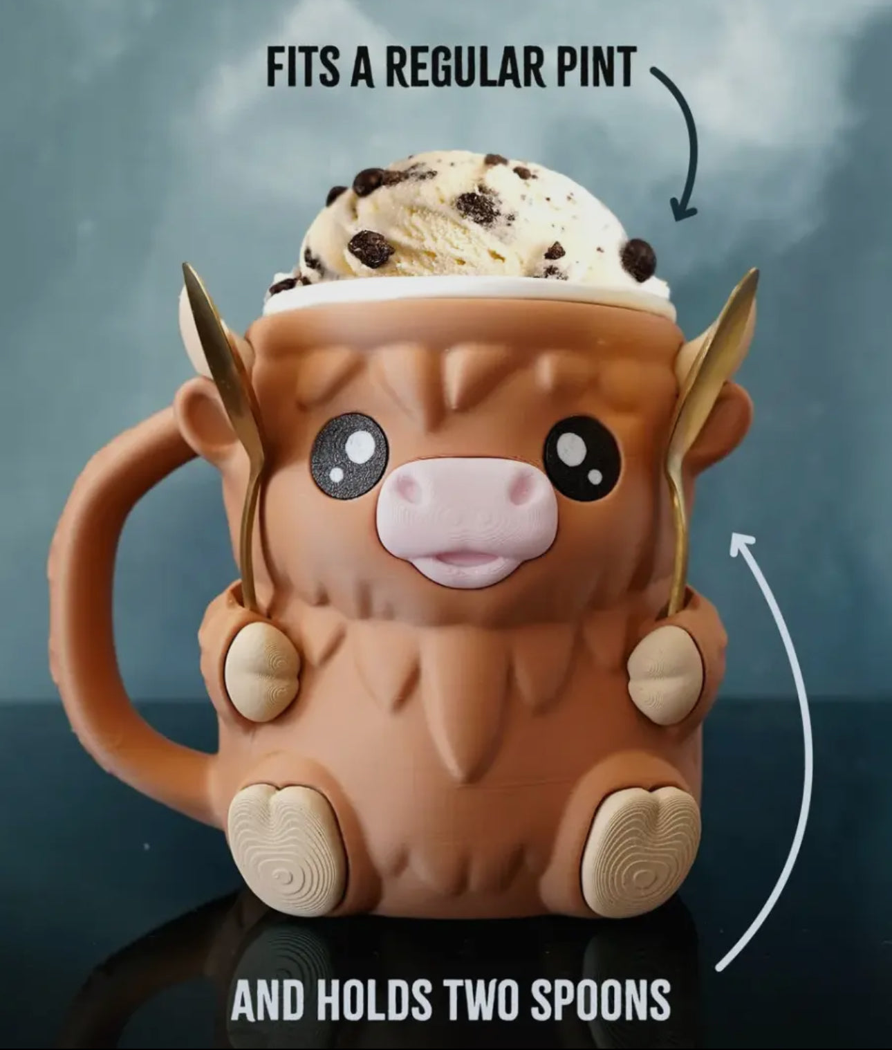 Highland Cow Ice Cream Pint Holder