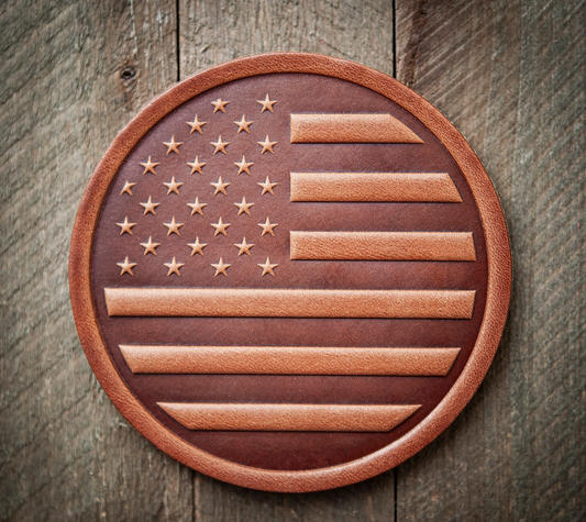 American Flag Leather Coaster