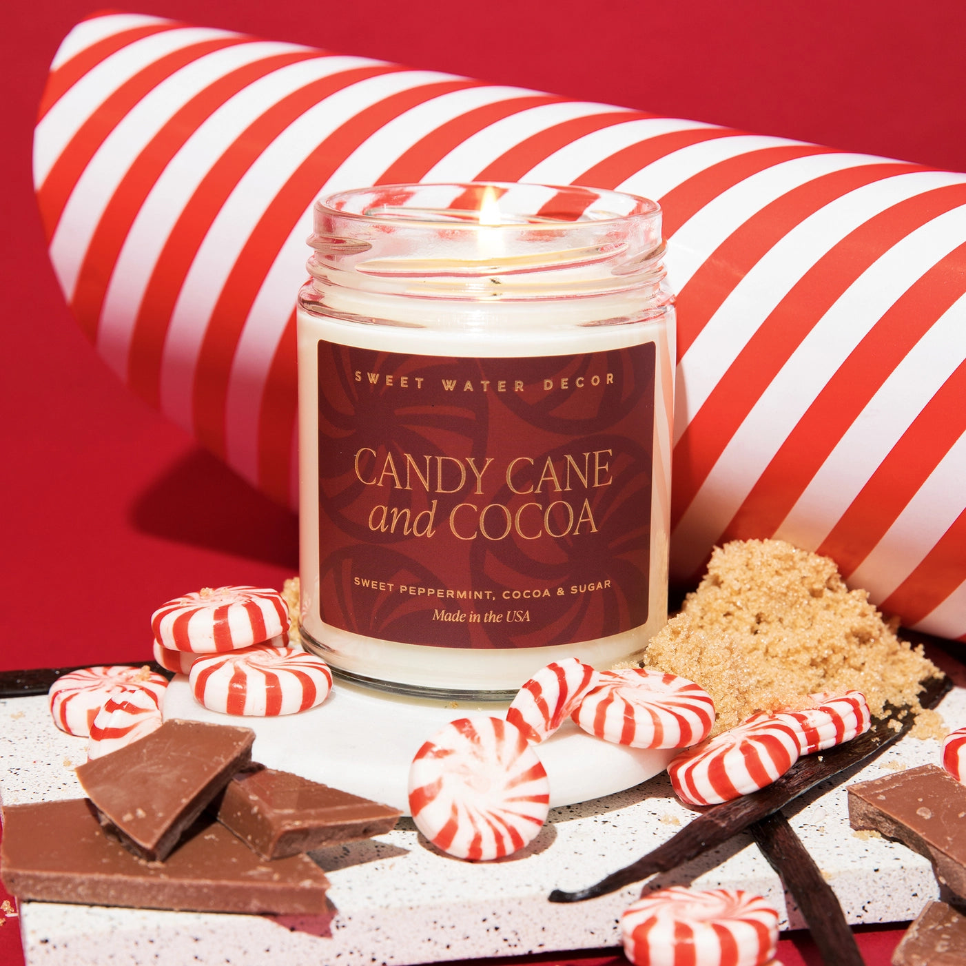 Candy Cane & Cocoa Candle