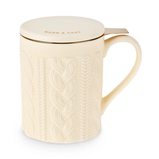 Anette Knit Ceramic Tea Mug + Infuser Set