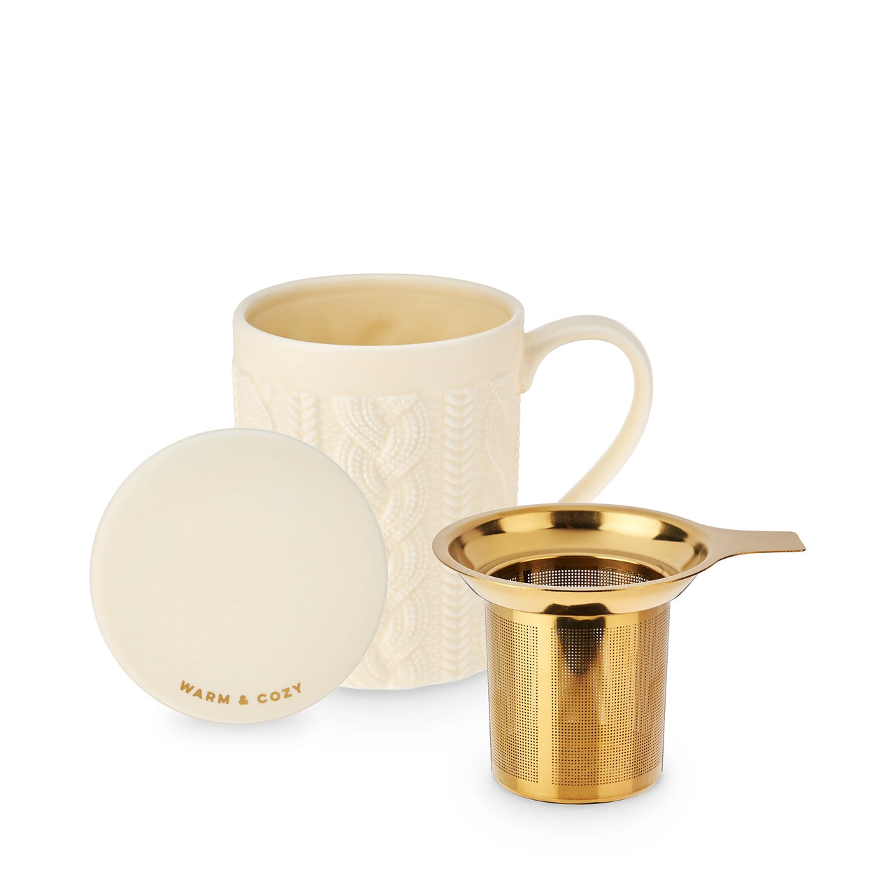 Anette Knit Ceramic Tea Mug + Infuser Set