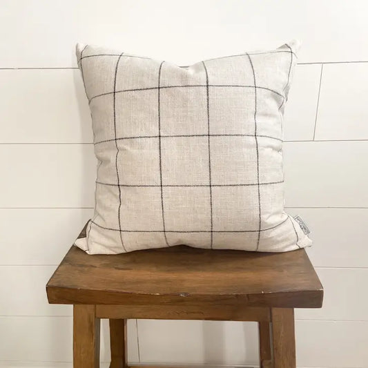 White Window Pane Pillow Cover