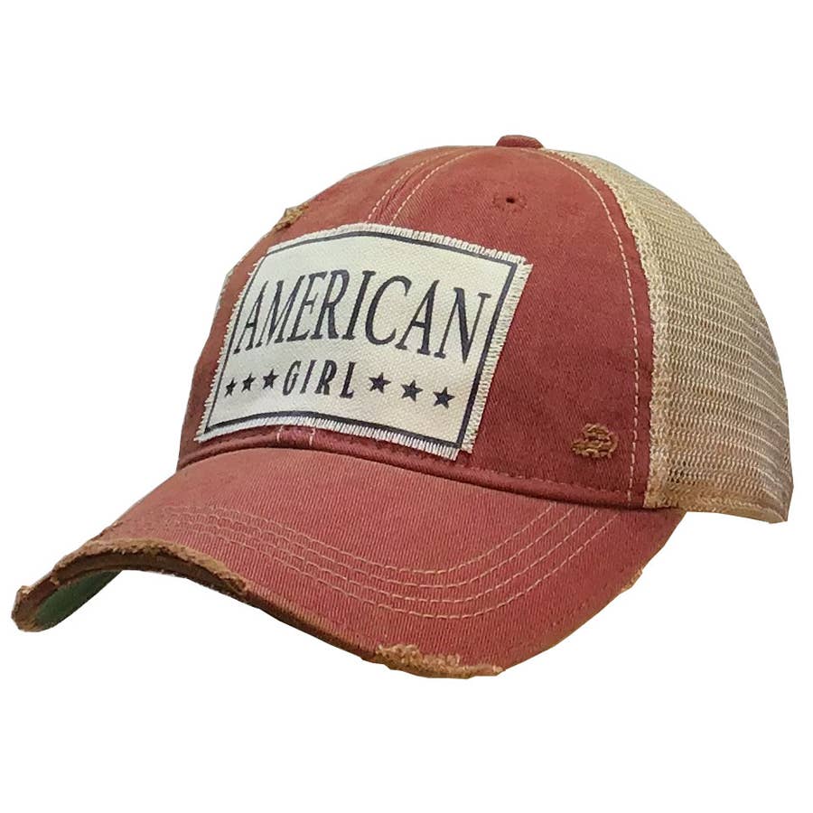 American Girl Distressed Trucker Hat